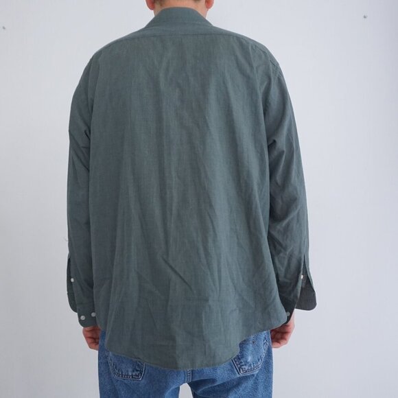 Vintage Pierre Cardin Olive Green Cotton Blend Button Up Dress Shirt 17 34/35 - Picture 2 of 10